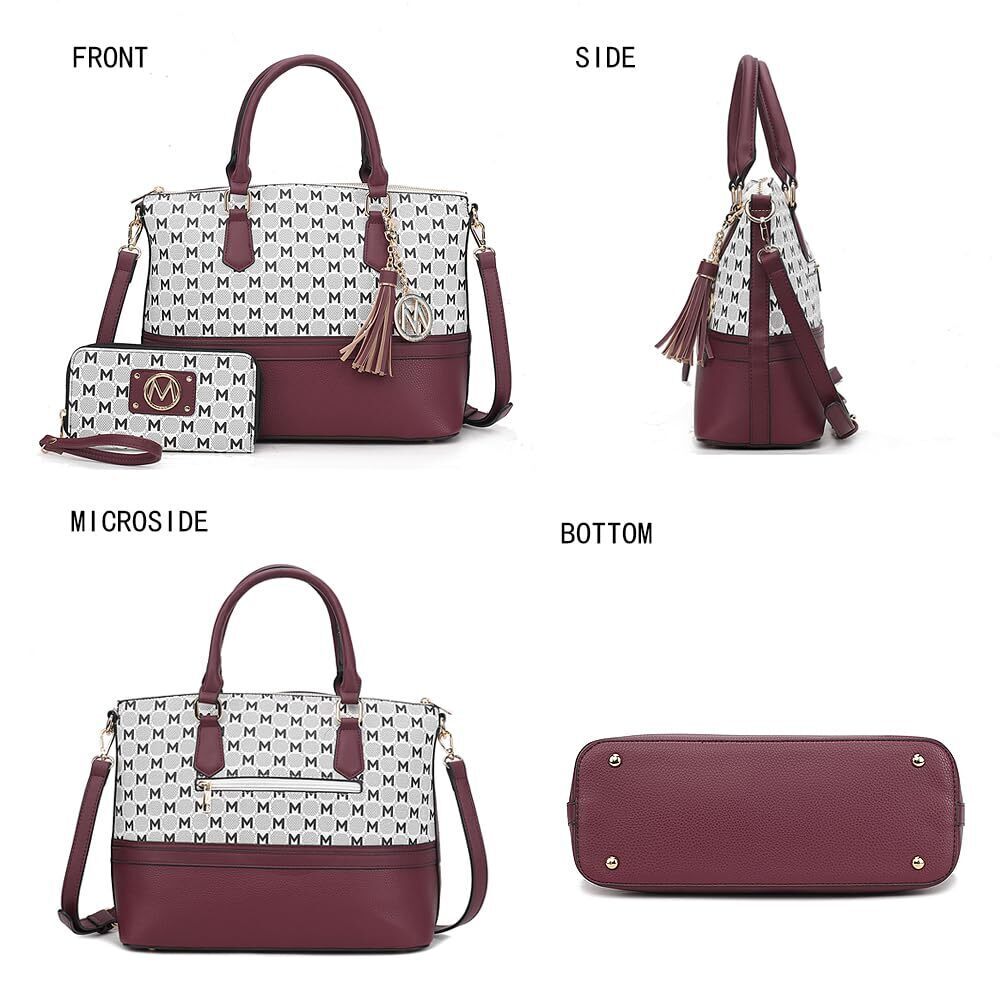 4678 Tote Bag & Wristlet Wallet Purse Set, Print Vegan leather Top-Handle - Picture 5 of 7